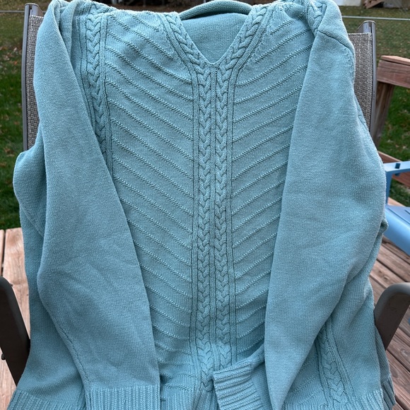 Isaac Mizrahi Teal Cowl Neck Sweater - Picture 4 of 6